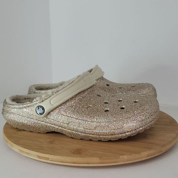 Crocs Classic Lined Gold/Multi Glitter Clog Unisex Men's 9 Women's 11 - Picture 1 of 10